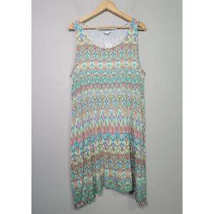 NWT J. Jill Womens XL Petite A Line Dress Rayon Spandex Multicolor Sleeveless